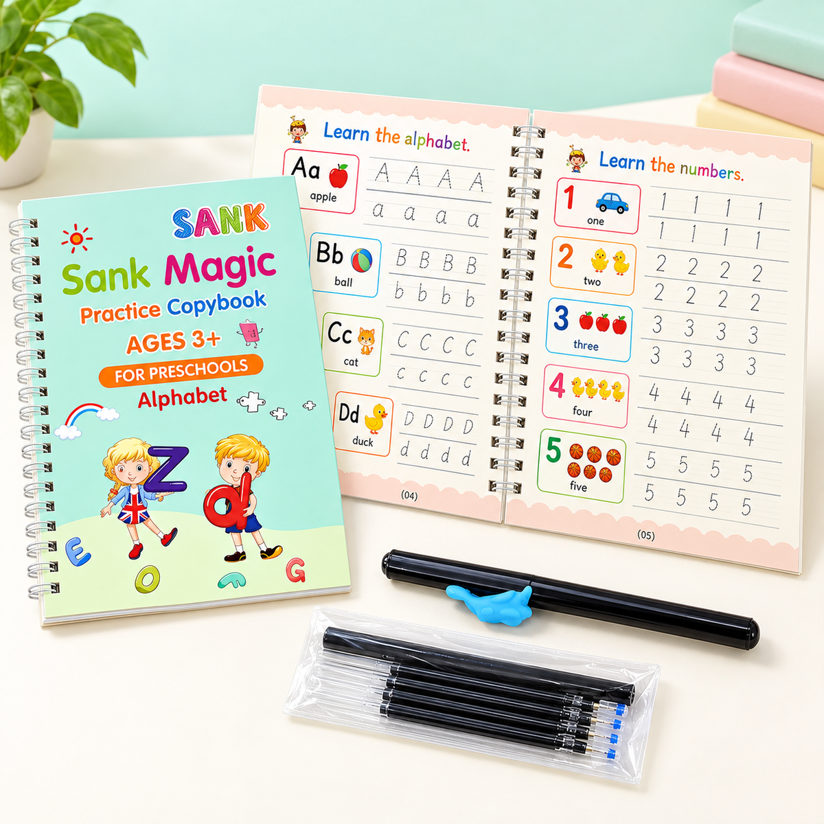 دفتر Magic Copybook لتدريب الحروف والأرقام الإنجليزية مع القلم