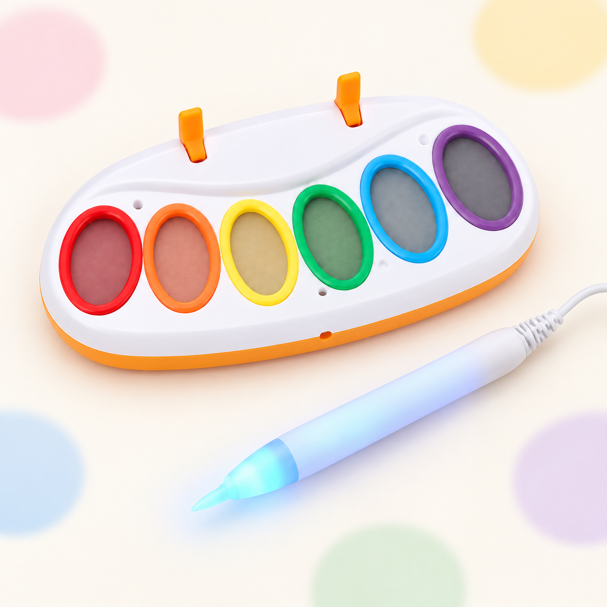 فرشاة الرسم السحرية ولوحة الألوان من زاوية علوية