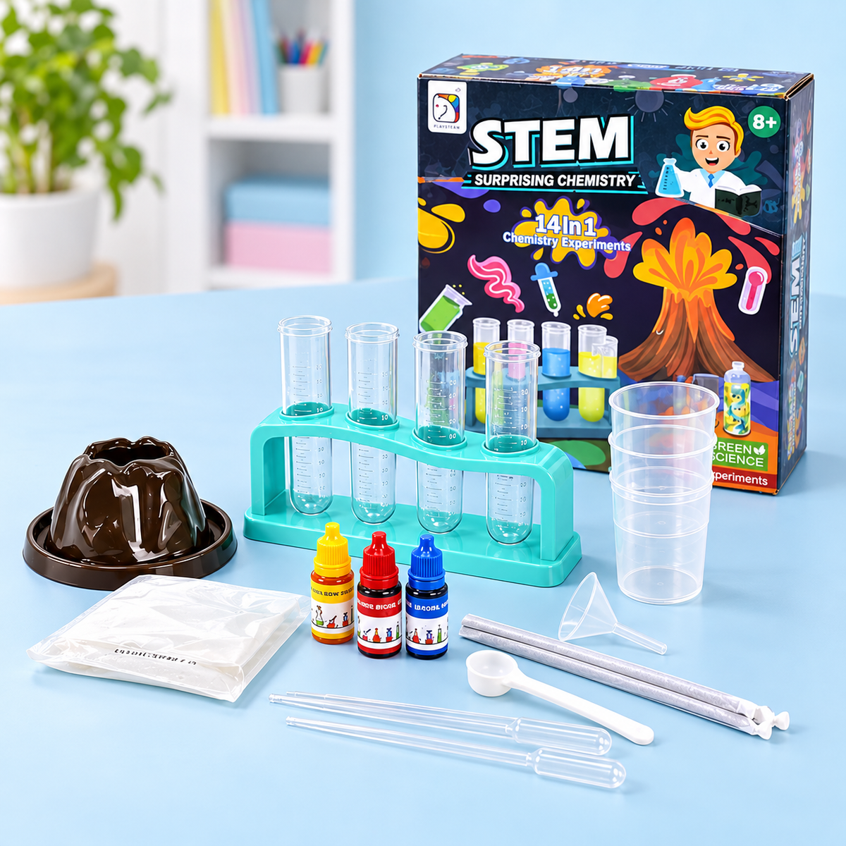 لعبة تجارب الكيمياء التعليمية STEM – عرض جانبي للمجموعة
